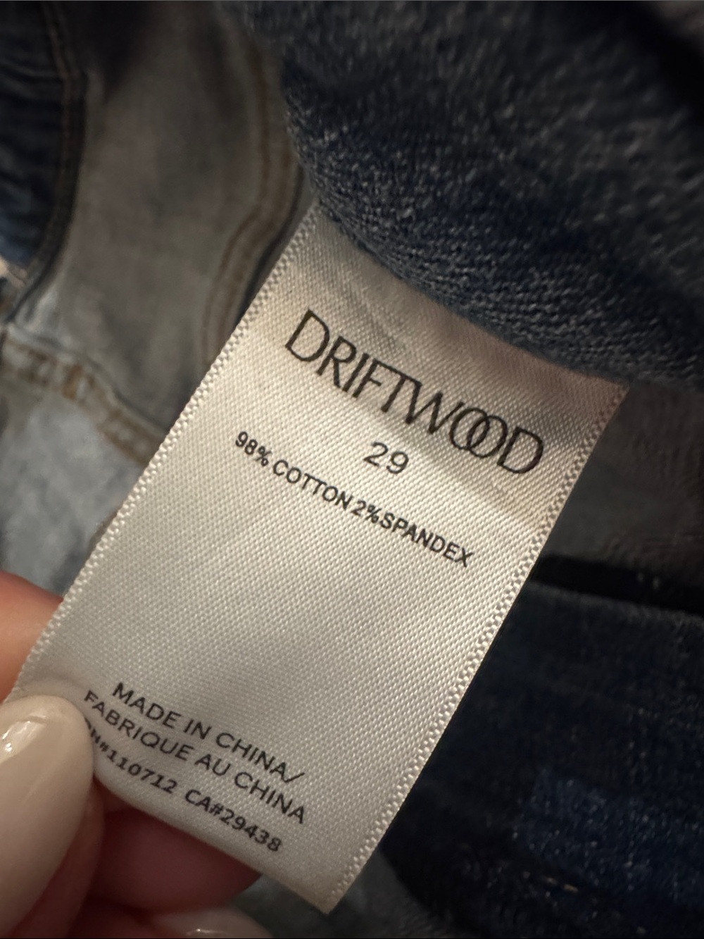 DRIFTWOOD Blue Ankle-Cropped Elastic Cuff Jeans Size 29 - Picture 4 of 5